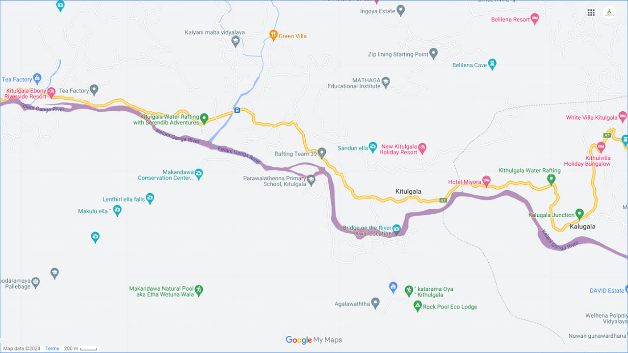 කිතුල්ගල සිට නොගැබුරු ජලය මත රාෆ්ටින් (කි.මී. 5)