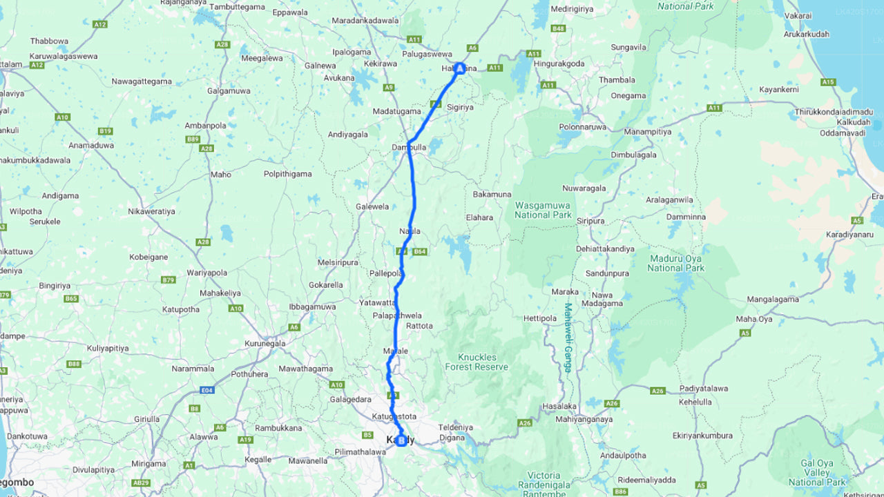 Habarana City to Kandy City Private Transfer