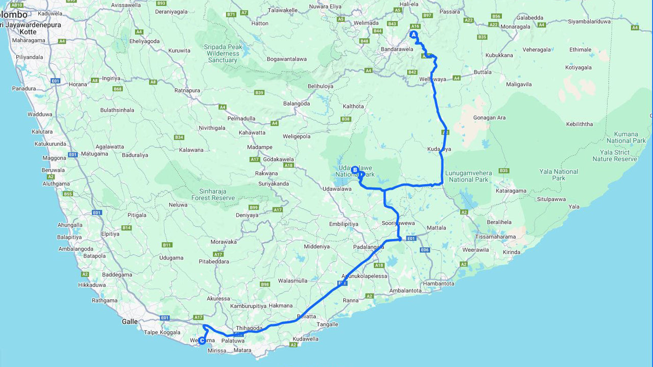 උඩවලව සෆාරි සමඟ ඇල්ල සිට වැලිගම දක්වා පෞද්ගලික චාරිකාව