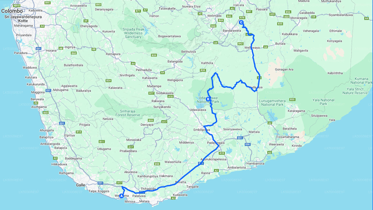 උඩවලව සෆාරි සමඟ වැලිගම සිට ඇල්ල දක්වා පෞද්ගලික චාරිකාව