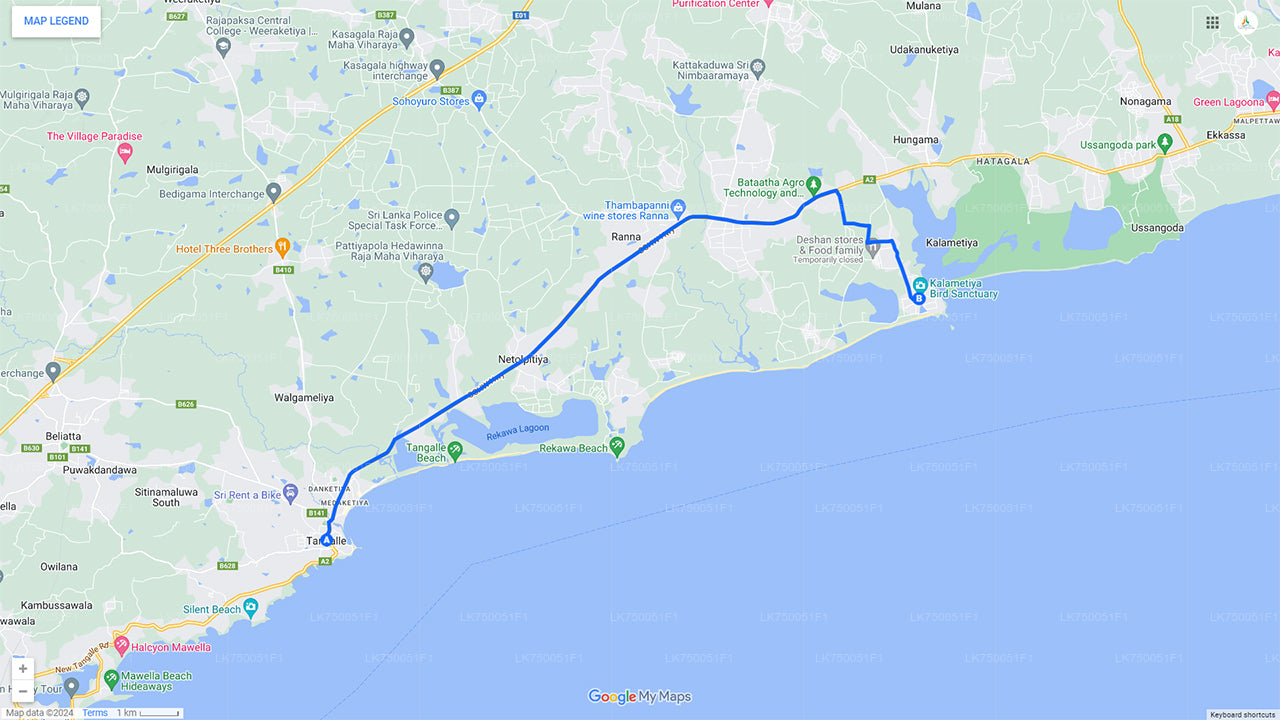 තංගල්ලේ සිට කලමැටිය අභයභූමියේ බෝට්ටුවෙන් කුරුළු නැරඹීම.