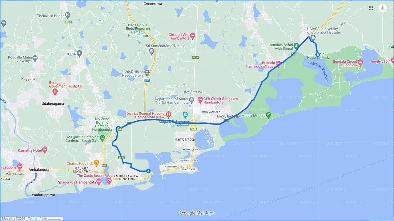 හම්බන්තොට වරායේ සිට බුන්දල ජාතික වනෝද්යාන සෆාරියක්