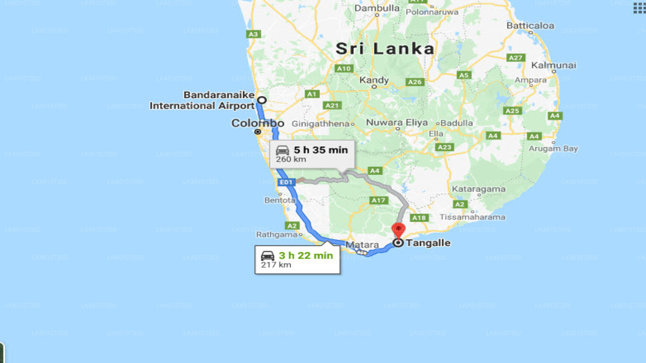 Colombo Airport (CMB) to Sole luna Resort,Tangalle Private Transfer