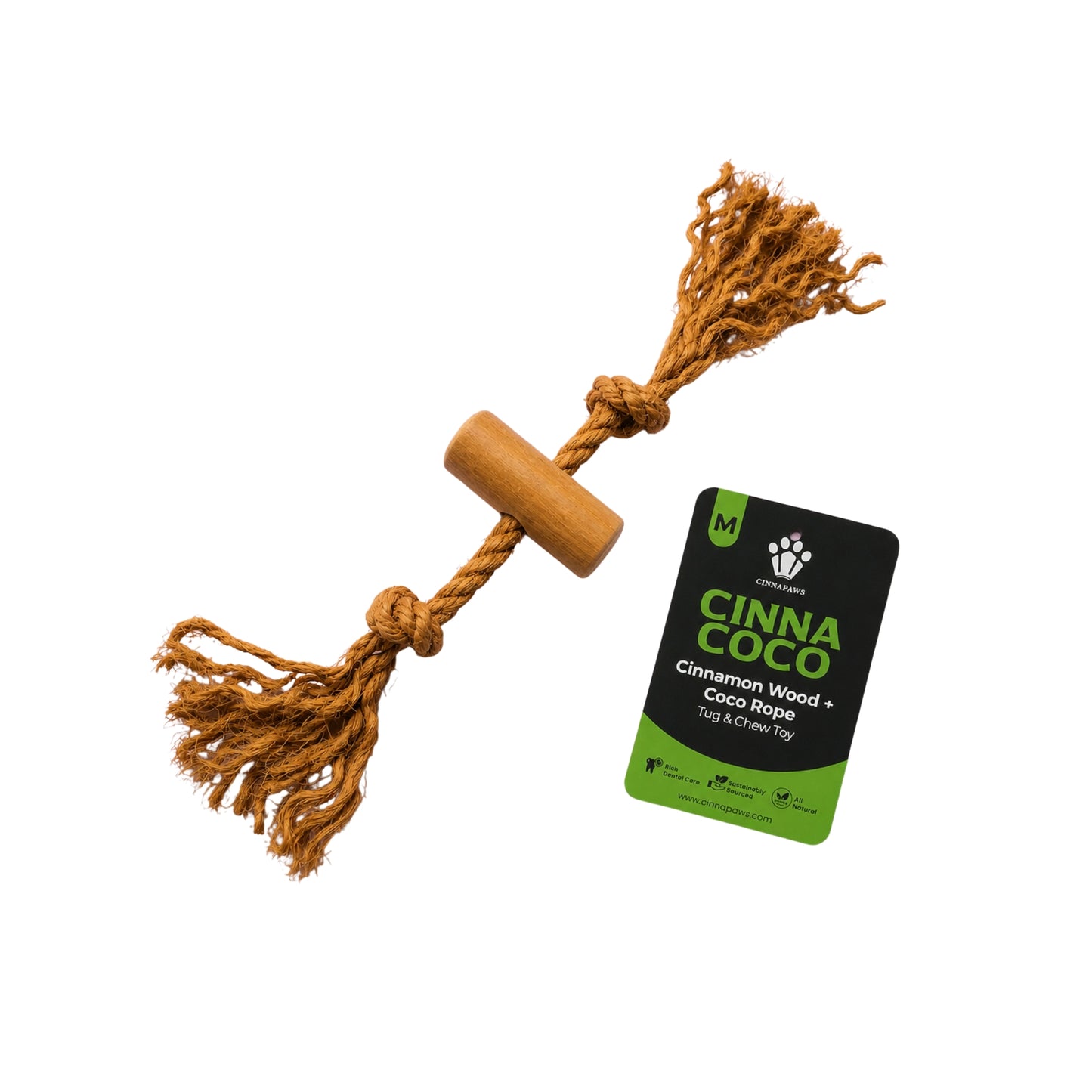 Cinnapaws Cinnacoco Cinnamon Wood with Coco Rope Tug & Chew Toy