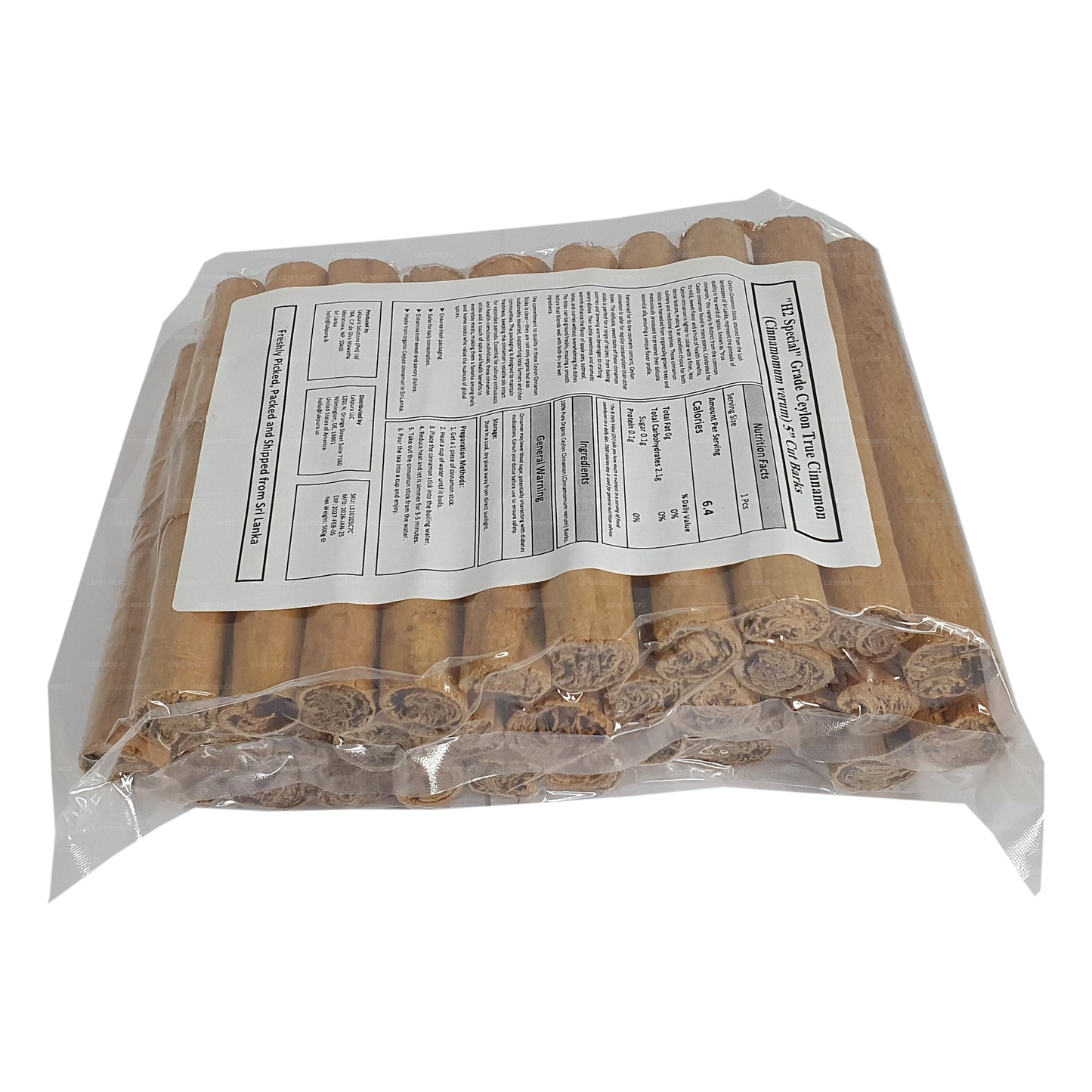 Lakpura® "H2 Special" Grade Ceylon True Cinnamon Barks 5" Cut Pack