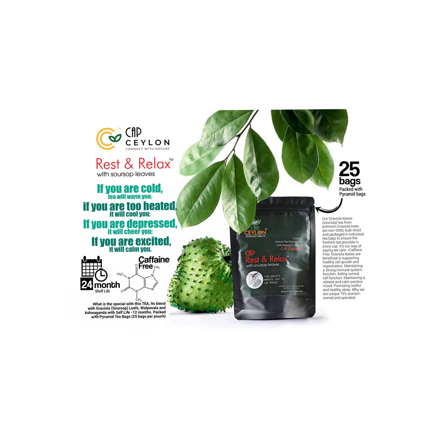 CAP Ceylon Rest & Relax Tea (50g) 25 Tea Bags