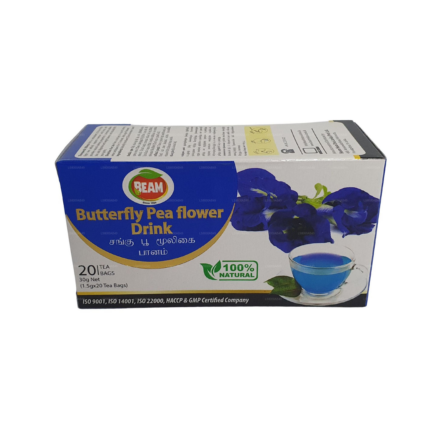 Beam Butterfly Pea  Flower Drink (30g) 20 Tea Bags