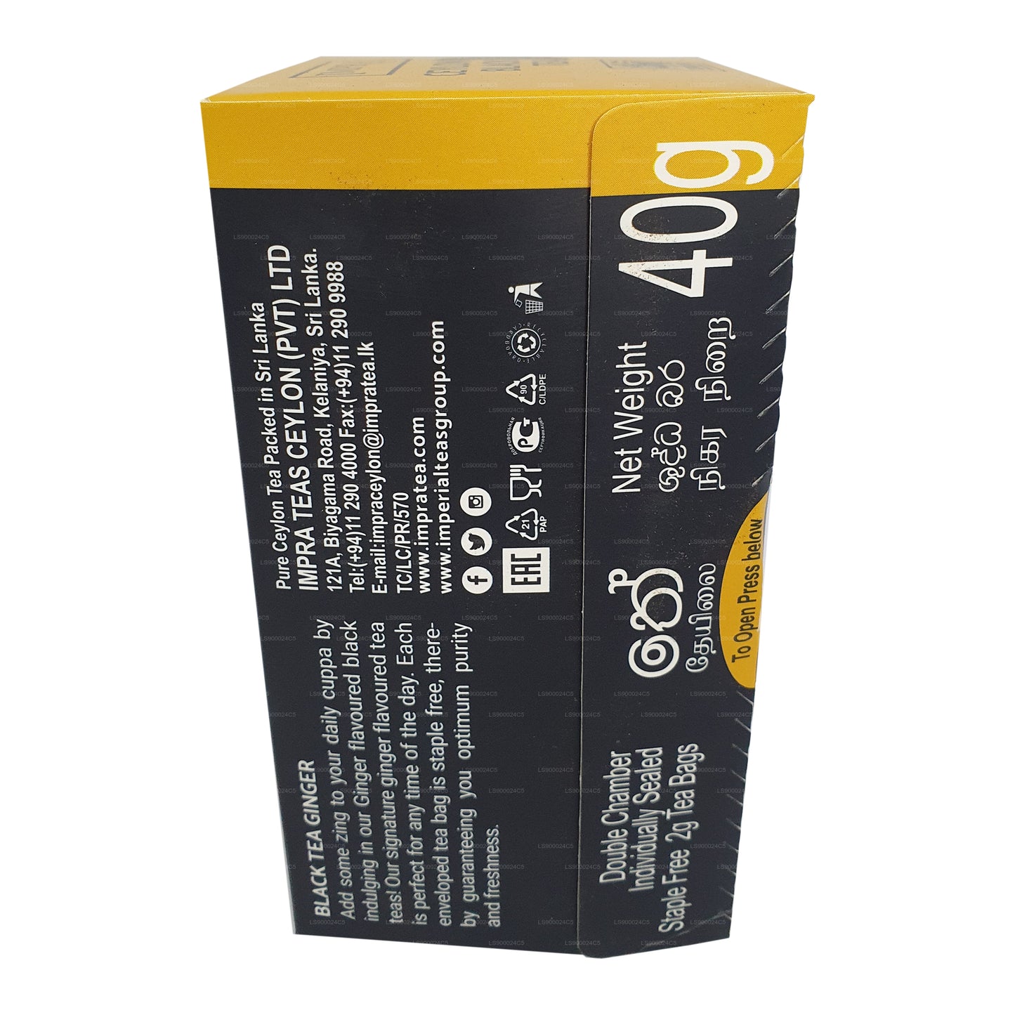 Impra Ginger Foil Pack (40g) 20 Tea Bags