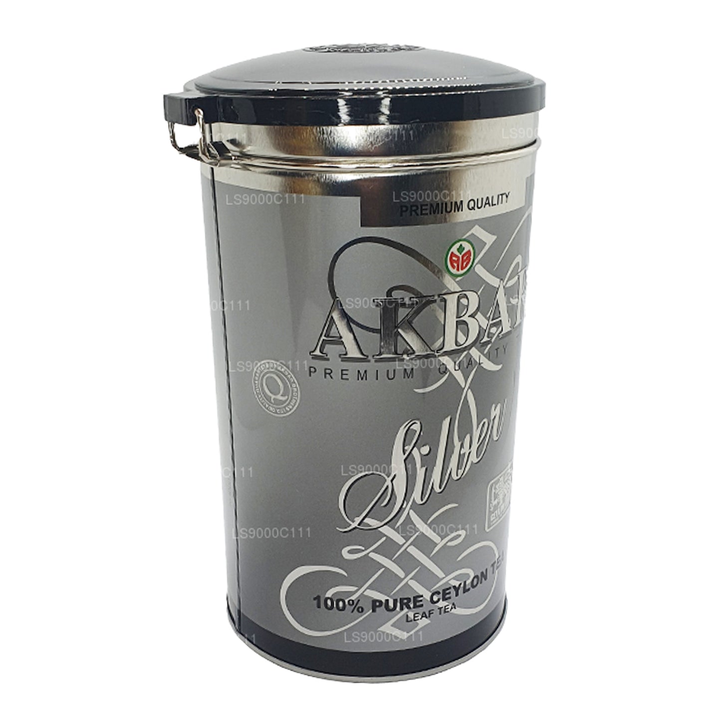 Akbar Premium Quality Silver  Leaf Tea Caddy