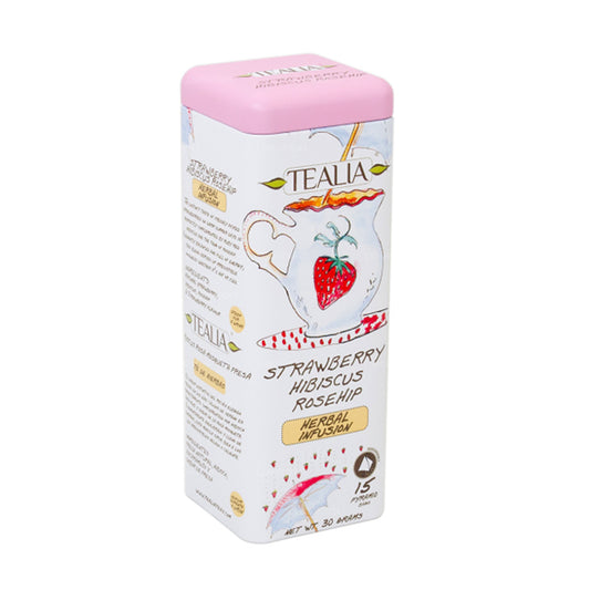 Tealia Strawberry Hibiscus Rosehip 15 Pyramid Tea Bags (30g)