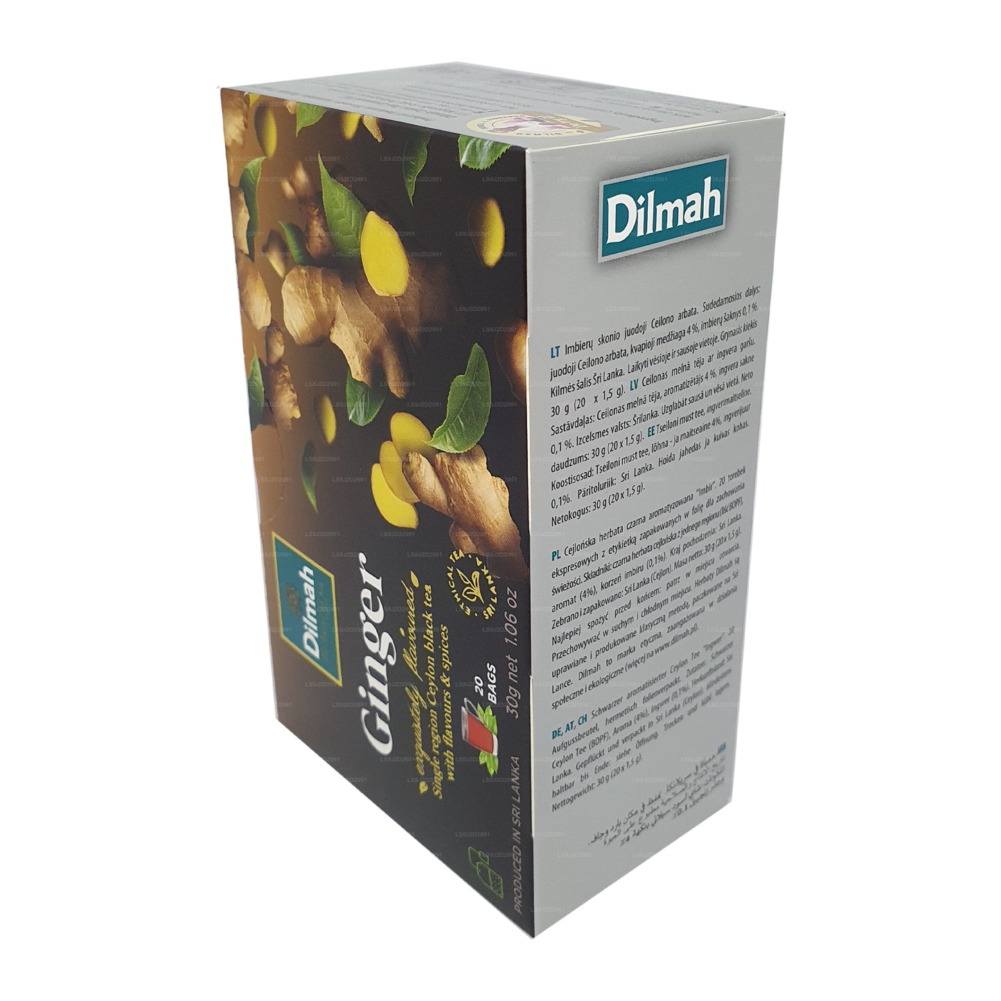 Dilmah Ginger Flavored Black Tea (30g) 20 Tea Bags