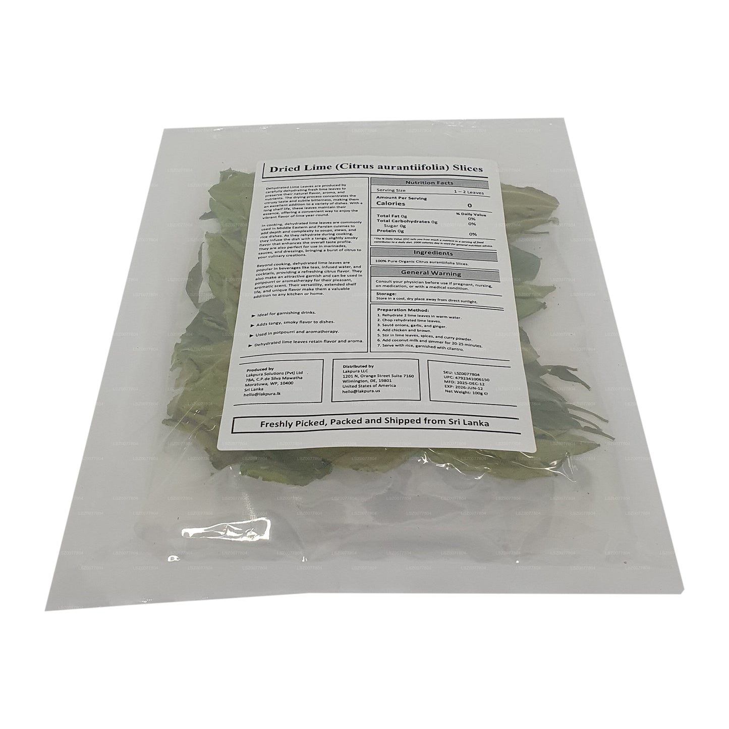 Lakpura® Dehydrated Lime Leaves