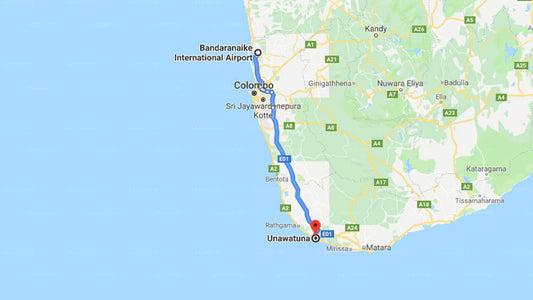 Transfer between Colombo Airport (CMB) and Amor Villa, Unawatuna