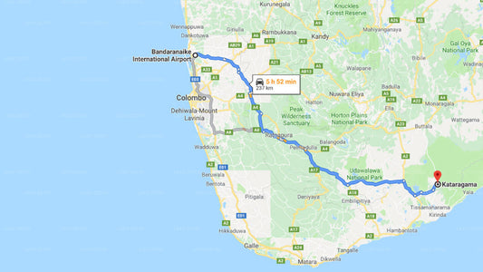 Transfer between Colombo Airport (CMB) and National Holiday Resort - Kataragama, Kataragama
